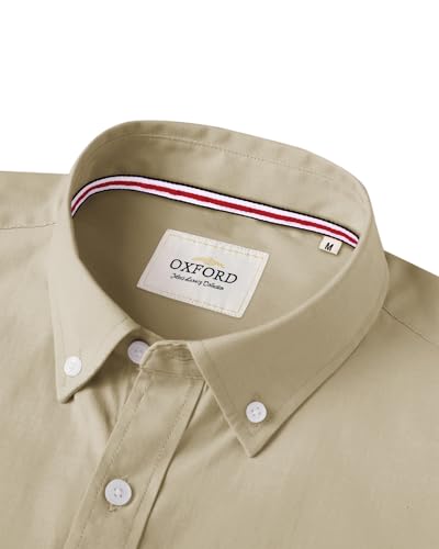 Image of Alimens & Gentle Mens Solid Oxford Shirt Long Sleeve Dress Shirt Work Casual Button Down Shirts with Pocket
