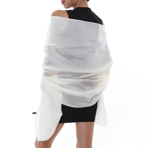 RIIQIICHY Pañuelos cuello Mujer Bufanda Blanco Pashmina Chal Fiesta Estolas para Bodas Foulard Fular de Noche Robó