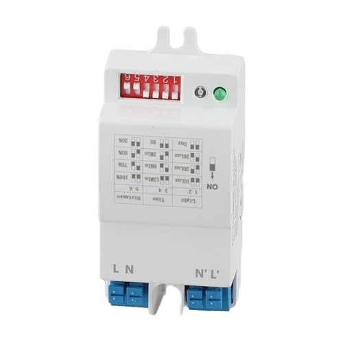 Wlinfetity Microinterruptor para sensor de microondas, interruptor de inducción de 5,8 G, distancia de detección ajustable de hasta 8 m, AC220-240 V, blanco, 70 x 40 x 30 mm