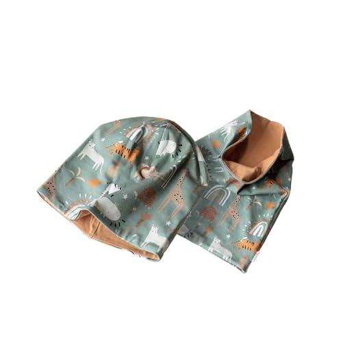 Jacob's - Die Babymoden-Manufaktur Baby Kinder Beanie Wendebeanie & Schlauchschal Safari im Set