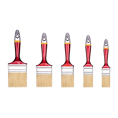 HARDY WORKING TOOLS Flachpinsel-Set 5-teilig, 1 Stück - 25, 35, 50, 60, 75 mm Breite, Malerpinsel Set mit Holzgriff, Lackpinsel Serie *33*, 5PCS, Pinselset A0283-050100 Cover