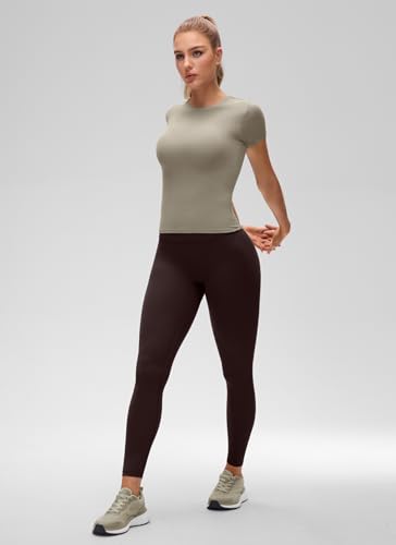 Image of CRZ YOGA Softembrace High Neck T-Shirt | Workout, Ultra Soft, Tight Fit, Waist Length, Short Sleeve Tops for Women