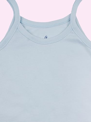Image of KiddoPanti Girls 100% Cotton Rib Solid Camisole Tank Top Pack of 3