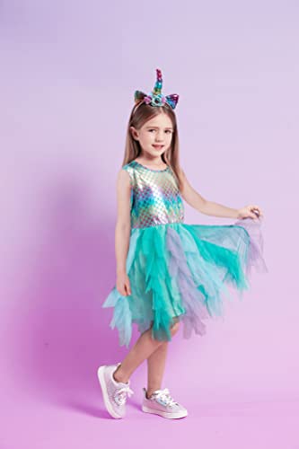 VIKITA Girls Dresses for Summer Short Sleeve Toddler Girls Clothes Party Tulle Halloween Dresses for Girls 3-12 Years2