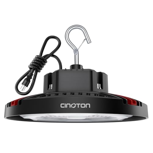 CINOTON 160W UFO LED High Bay Light, Aluminum LED Shop Lights with 24000LM, 5000K Commercial Bay Lighting for Warehouse Garage Workshop Factory, 6' Cable & Safety Rope, ETL Listed 1 Pack