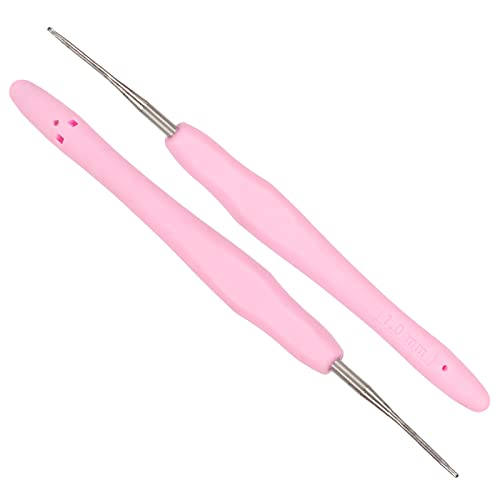 Coopay Crochet Hook 1.0mm 2 Pack, Steel Fine Thin, Small for Amigurumi and Crocheting Tiny with Soft Handle Micro Crochet