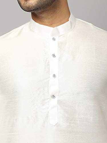 Image of Uri and MacKenzie Banarasi Dupion Silk Solid Kurta Churidar Pyjama Set for Men
