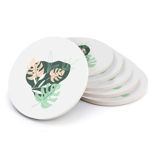 Sous-verre céramique feuilles exotiques durables de 108 mm - 2