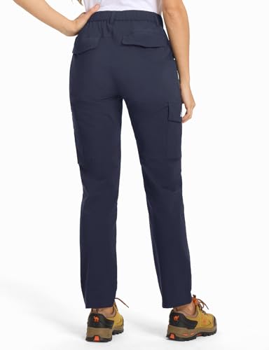 donhobo Hose Damen Wanderhose Leichter Atmungsaktiv Cargohose Wasserabweisend Quick Dry Stretch Outdoorhose UV-Schutz Trekkinghose Funktionshose mit 6 Taschen (Marine, M)