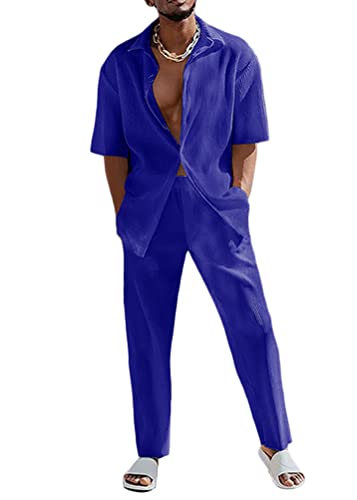 Ensemble chemise homme été Tomwell court et pantalon fluide de plage