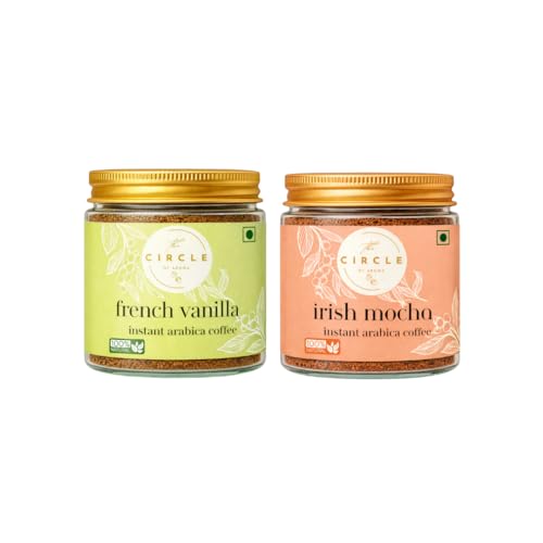 Image of The Circle Of Aroma Signature Instant Coffee|100% Arabica|Rich Aroma|No Added Sugar|Combo Of 2|Irishmocha & Vanilla|50g(25 Cups) Each Flavour|Enjoy Hot /Cold