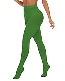 Citystl Opaque Clover Green Tights for Women, 80D Solid Color Soft Tights, Control Top Microfiber Pantyhose for women(Clover GreenL/XL)