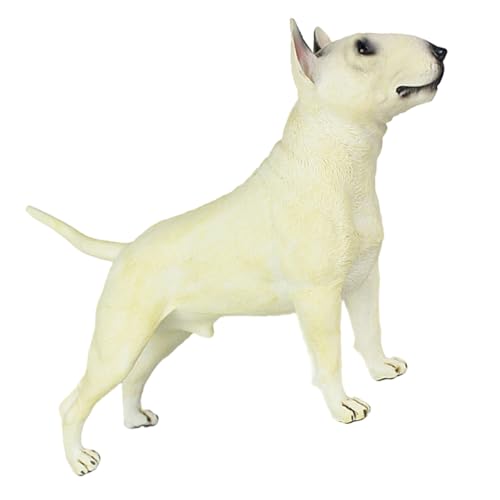 Statue Bull Terrier blanc décorative pour jardin et étagère de salon