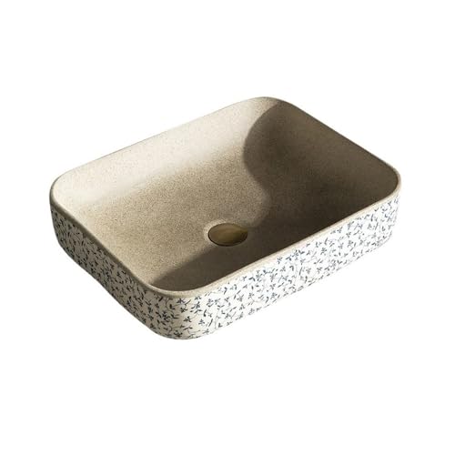 Lavabo cuadrado de cerámica retro para baño, balcón y guardarropa, elegante solo fregadero de diseño compacto, accesorio para el hogar