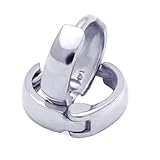 14K White Gold Plain 2 X 6mm Domed Small Huggie Hoop Earrings