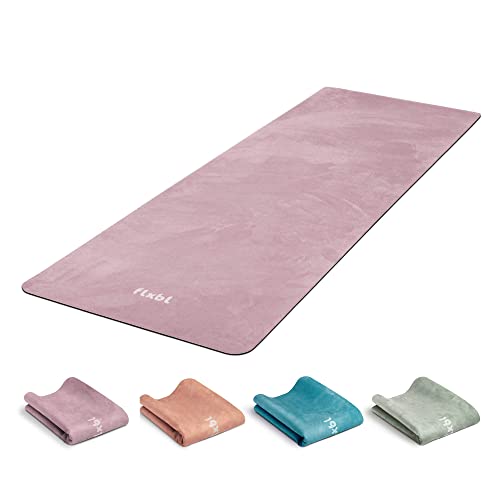 FLXBL Yoga Rese Yogamatta och Toppskikt - Lätt, Vikbar och Tvättbar (Rose)