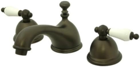 Kingston Brass KS3965PL+ Restoration Widespread Lavatory Faucet with Porcelain Lever Handle, Oil Rubbed Bronze