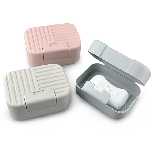 BULANGDE 3 Piezas Jabonera de Viaje Portátil, Caja Jabones Impermeable con Tapa Trabar, Jabonera Baño para el Hogar, el Baño, Viajes y Actividades al Aire Libre Caja de Jabón(11cm*7.8cm*5cm Cover