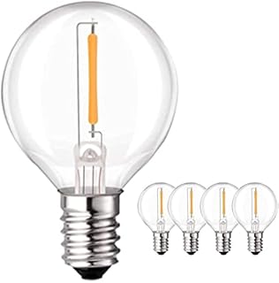 GPATIO 5 Pack G40 LED Bulbs Outdoor Warm White, Clear Plastic Globe Bulbs, E12 LED Replacement Bulbs, 1W led G40 Waterproof Bulb, 2700k 230V dimmable led Outdoor String Lights g40 Bulbs