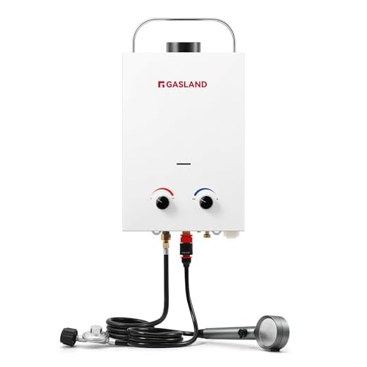 Tankless Water Heater, GASLAND Outdoors BS158 1.58GPM 6L Portable Gas Water Heater, Instant Propane Water Heater, Overheating Protection, RV Camping Water Heater, Easy to Install