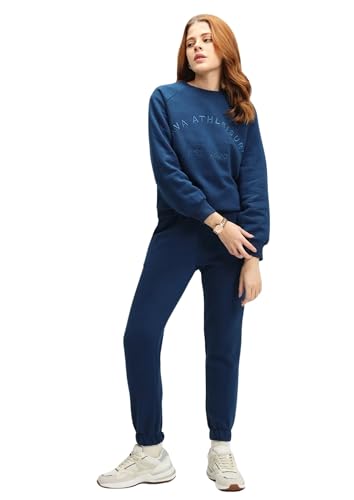 Image of CAVA Essential Sweatshirt for Women | Brushed Fleece, Round Neck, Full Sleeves, Ribbed Cuffs, Embroidery Detail | Cozy Loungewear & Travelwear