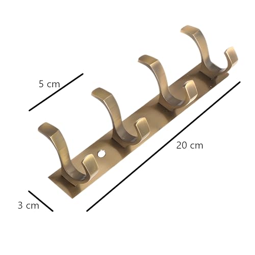 Image of Heavy Duty S Type Stainless Steel Cloth Hanger Suitable for Bathroom Bedroom Kitchen Wall Hook Rail Hanging Scarf Coat Keys Tie Towel Door Robe (Pack of 4, 4 Pin Antique)