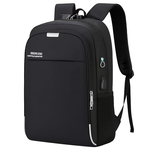 Mochila Executiva Unissex para Notebook até 15.6” - com Entrada USB e Passa-fio para fone – Ideal para Faculdade, Trabalho e Viagens – Antifurto, Reforçada e Confortável - Masculina e Feminina (Preto)