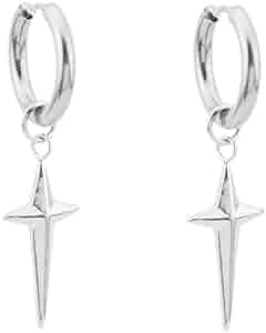 hope Amazon.com: Punk Cross Star Dangle Drop Huggie Small Hoop