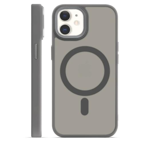 Image of GoldKart Magnetic Matte Translucent Back Cover Case for iPhone 12 | MagSafe Compatible | Shockproof Hybrid Bumper | Camera Lens Protection | Anti-Fingerprint Slim Protective Case (Black)
