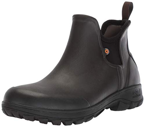 Bogs Men's Sauvie Slip On Low Height Chukka Waterproof Rain Boot, Dark Brown