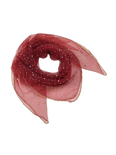 WDIRARA Women's Sequin Mesh Sheer Square Head Scarf Bandana Hair Scarf Wraps