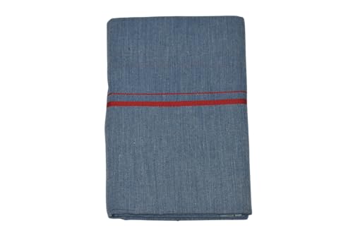 Image of Pure Cotton Dhoti for Men (1.28 x 1.87 m) | Solid Panchalu with Varied Small Color Border | Kerala Cotton Veshti, Khadi Dhoti | Lightweight Pooja & Temple Wear