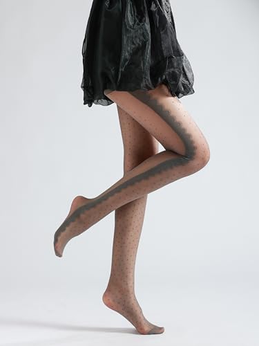 Image of Sahabowi Women Tights, Sheer High Waist Pantyhose, Vintage Control Top Stockings, Siwa7