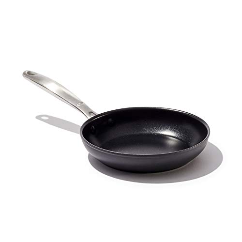 Comparison: Best Pans For Eggs 9 OXO Enhanced 8" Frying Pan Skillet, PFAS-Free Ceramic Nonstick, Durable Hard Anodized Cookware, Scratch Resistant, Stainless Steel Handle, Good Grips, Dishwasher Safe, Oven safe, Black