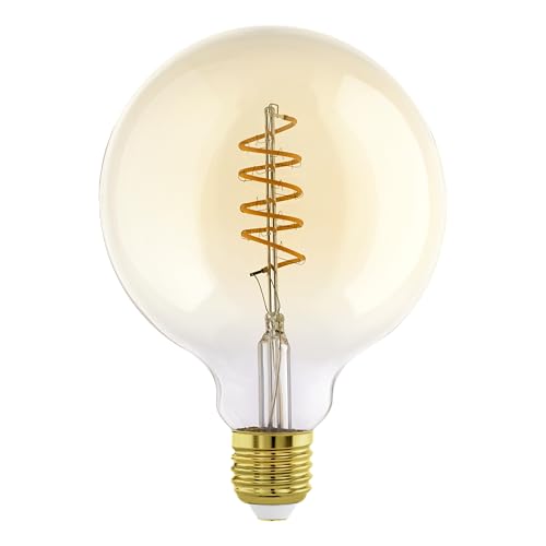 Eglo Bombilla esférica LED E27, regulable, diseño en espiral, 8 W (equivalente a 60 W), 806 lúmenes, blanco cálido, 2700 K, bombilla Edison pera G125, diámetro 12,5 cm