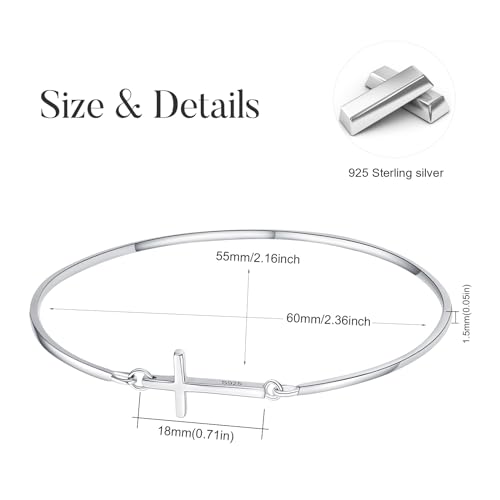 MEDWISE Womens Cross Bangle Bracelet 925 Sterling Silver Infinity Cross Bracelet Fashion Layer Bracelets Christian Religious Bracelet Jewelry Gifts4