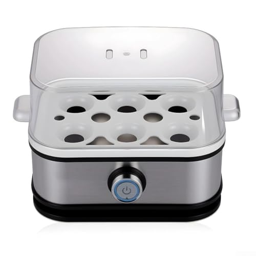 FACULX 6-in-1 Eierkocher aus Edelstahl mit automatischer Abschaltung zum Kochen, Pochieren, Scrambling und Omeletts, 400 W, kompaktes Design für Küchenarbeitsplatte – Bild 5