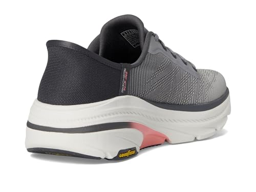 Skechers Women's Max Cushioning Arch Fit 2.0 Adelphi Hands Free Slip-Ins Sneaker, Gray/Coral, 7