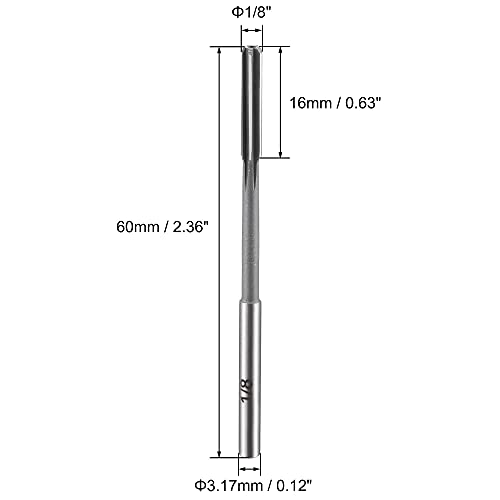 Uxcell 1/8" Chucking Reamer H7 Accuracy High Speed Steel Lathe Machine Reamer 6 Straight Flutes Round Shank Milling Cutter Tool For Bore Machining 2Pcs #TOP1