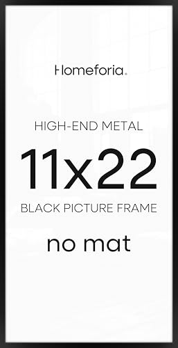 Homeforia 11x22インチ ブラック 新聞フレーム 高級メタル 11 x 22インチ 写真フレーム マットなし 22x11インチ 薄いブラックポスターフレーム 壁用 11x22インチ ディスプレイフォトフレーム 強化ガラス ウォールキット 1個セット（Amazon）