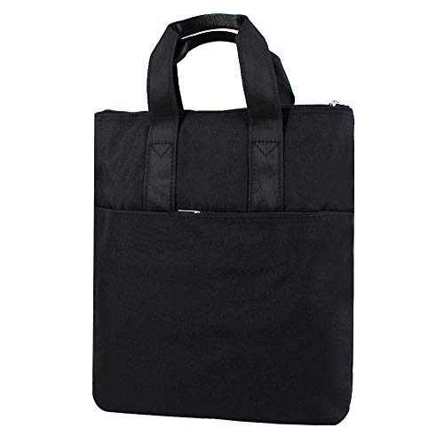 CLARA Vertical Portable Canvas Briefcase Waterproof Zipper Document Handbag File Organizer Tote Bag Black3