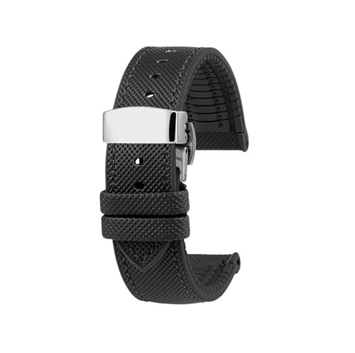Rubber Waterproof Sports Men 23mm Watch band Fit for Casio PROTREK PRW-30 50 60 70 (A-Black steel,23mm)