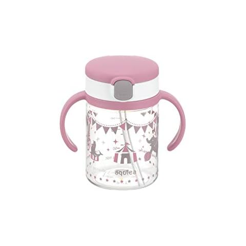 Richell Aqulea Outing Straw Mug 200ml Pink Cover
