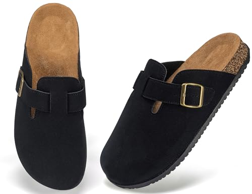 Zuecos mules hombre y mujer en piel ante, calzado de trabajo cómodo y cerrado tallas 38-46