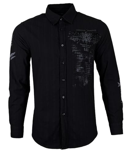 Xtreme Couture by Affliction Men's Button Down Shirt Connect Black Biker2