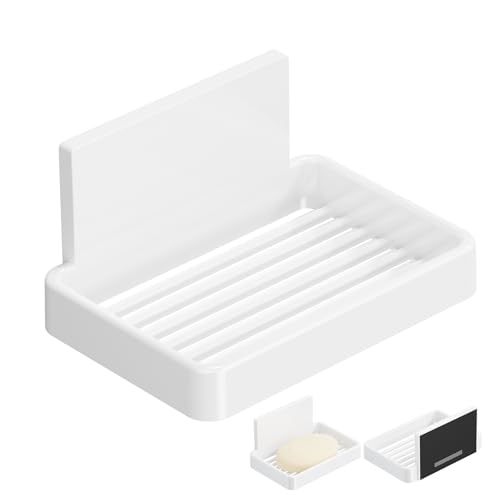 Toski 石鹸置き マグネット ソープディッシュ 強力磁石 取り付け簡単 穴あけ不要 水切り 通気性 石鹸が長持ち 浴室 洗面所 キッチン 収納 ソープトレー ホワイト