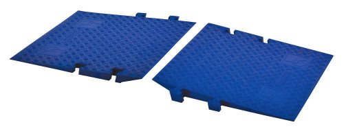 Image of Checkers 1 Channel Industrial Drive Over Cable Protector ADA Ramp for 2.25 inch Lines, 40k /Axle Load Capacity Hose and Cable Ramp for Heavy Duty Equipment, Made in The USA, Blue, CPRP-1X225-BLU