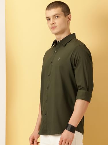 Image of Thomas Scott Men's Cricket Club Collection Classic Regular Fit Twill Shirt | 100% Cotton Long Sleeve Solid Shirt with Button Down Collar (Available in Plus Size)
