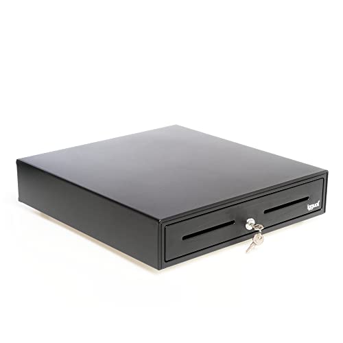 iggual - Cajón Portamonedas IRON-70 -Caja Efectivo Registradora Manual o Automática para 5 Billetes y 8 Moneda -Cerradura 3 Posiciones -Material Acero+Plástico -Uso profesional -Negro (44,5x42,5x 9)