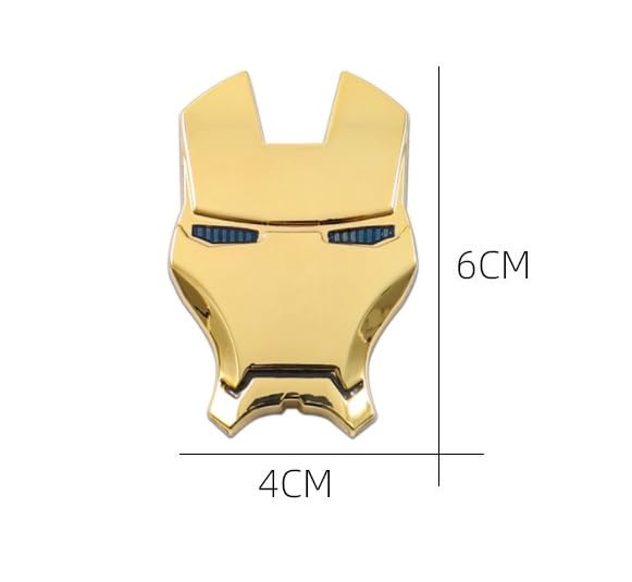 Image of JVCV 3D Metal Iron M face Sticker Chrome Logo Decal Emblem Badge for All Cars Bikes Laptops Headphones Helmets Home Office Accessory (Iron M Face, Gold Blue Eyes)